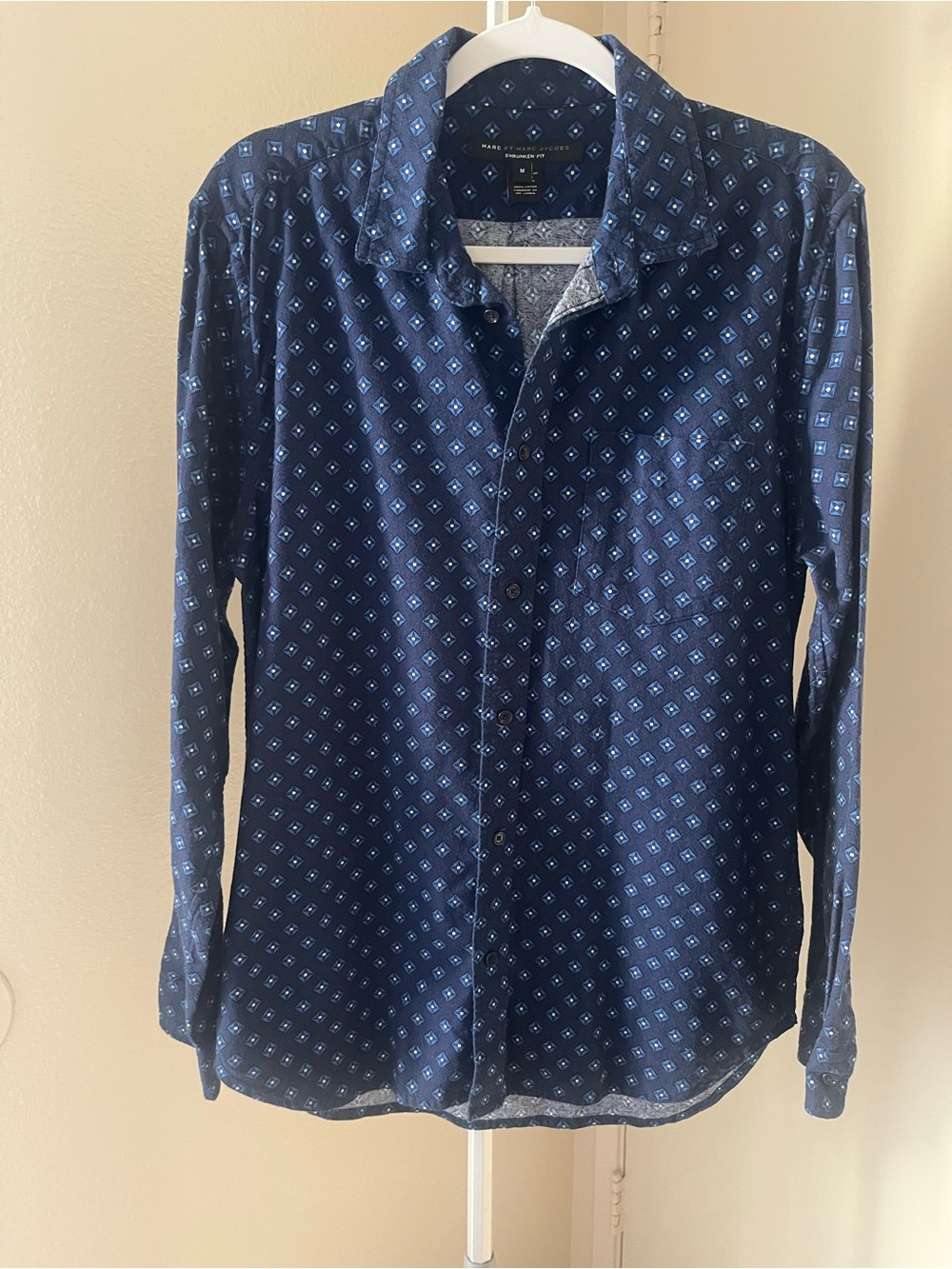 Marc by Marc Jacobs Shrunken Fit Geo Print Long Sleeve Shirt Size L